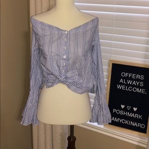 Free People Off the Shoulder Button up